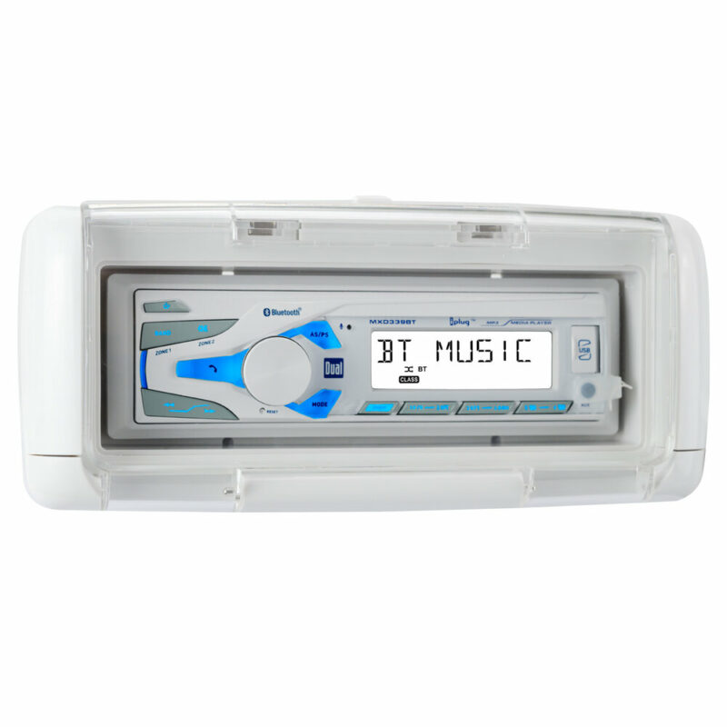 sg3 marine radio water resistant enclosure in the closed position with MXD339BT inside