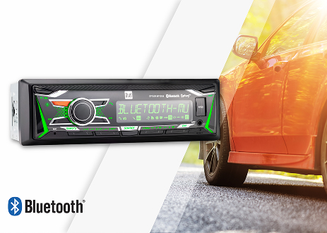 xrm69rgb promotion graphic car radio in front and car in background