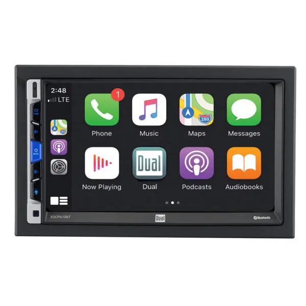 Double Din Car Stereo with Dash Cam & Backup Camera - Voice Control Carplay  and Android Auto, Bluetooth, 7 HD Touchscreen, Mirror Link, Subw, SWC