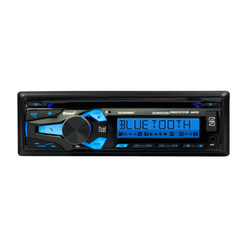dual dc206bt front view of car radio