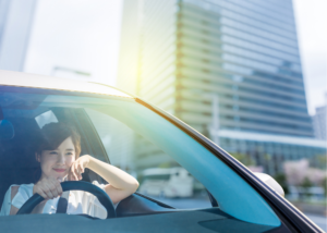 woman in car