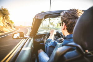 couple in convertible car