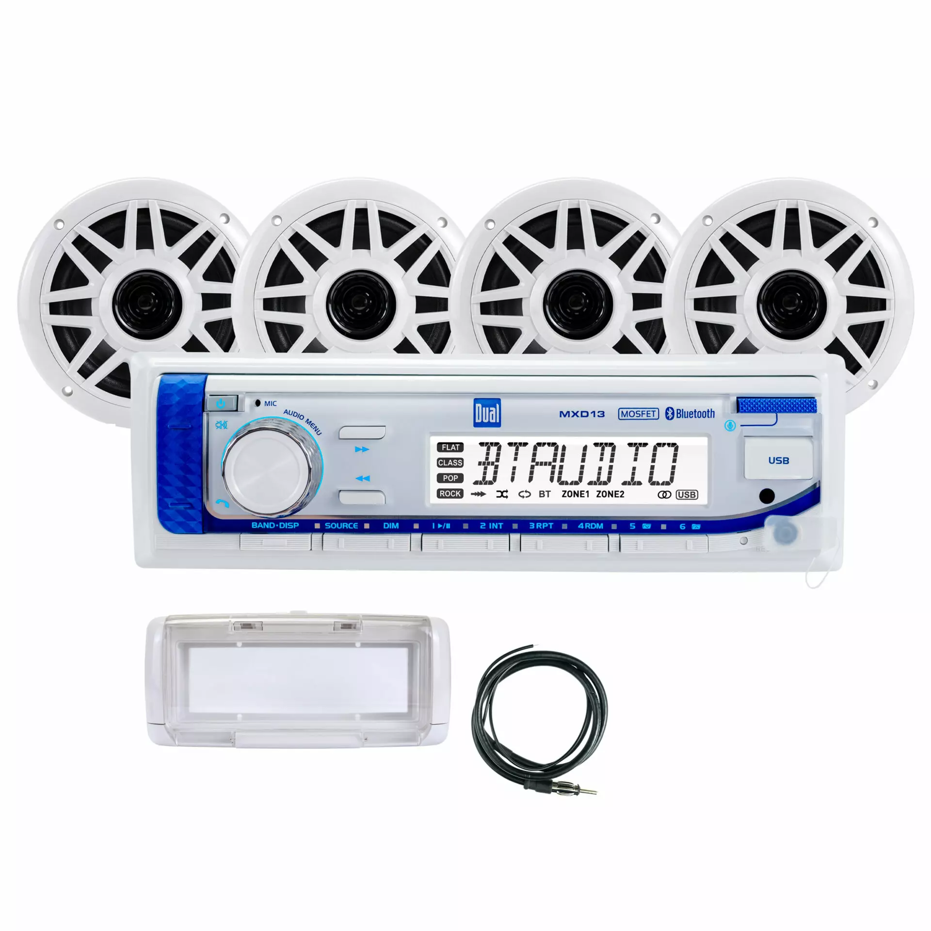 Marine Radio with Four 6.5" Speakers and Splashguard