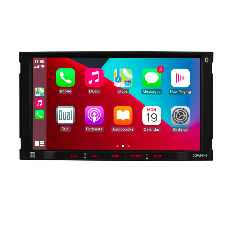dcpa701-4 car stereo receiver front view showing menu