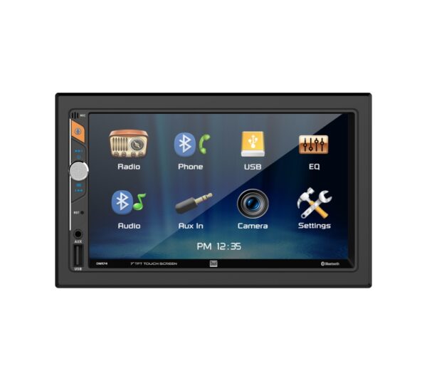 DMR74 Car Stereo AV Receiver front view with trim
