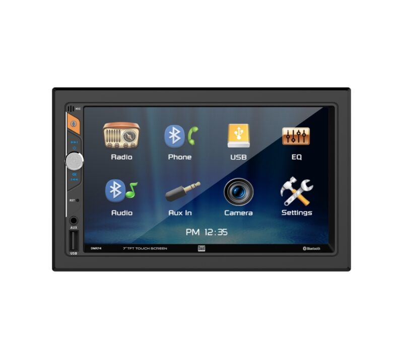 DMR74 Car Stereo AV Receiver front view with trim