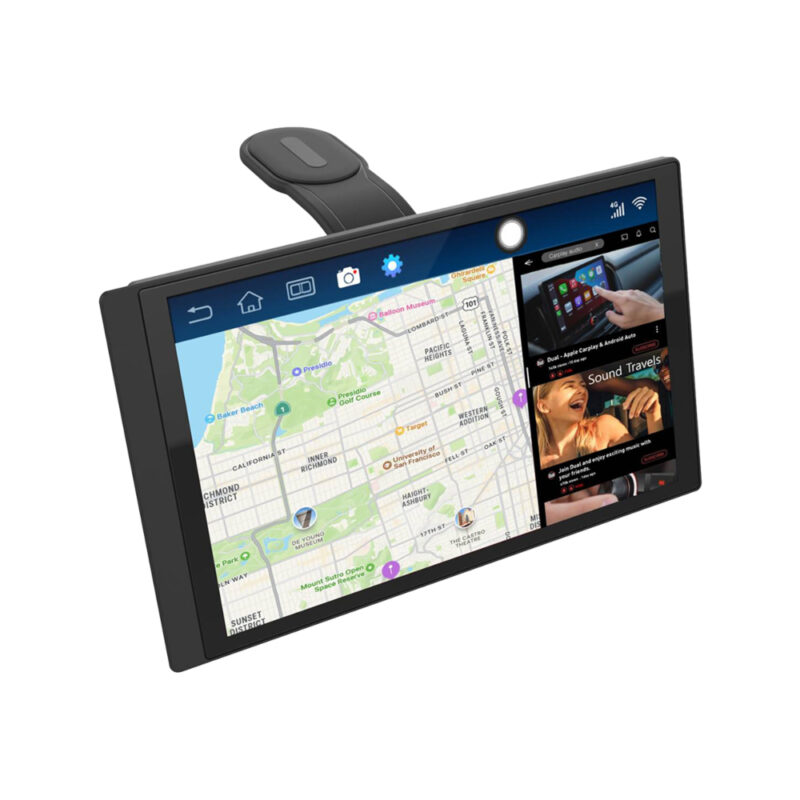dmd10w front angled view showing split screen with map